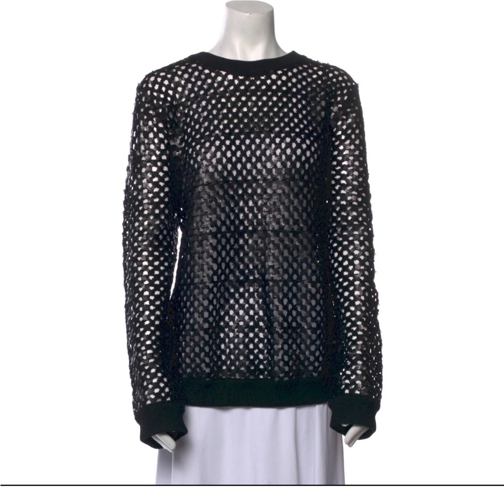 Tory Burch - Black Net Sequined Sweater Sz XS